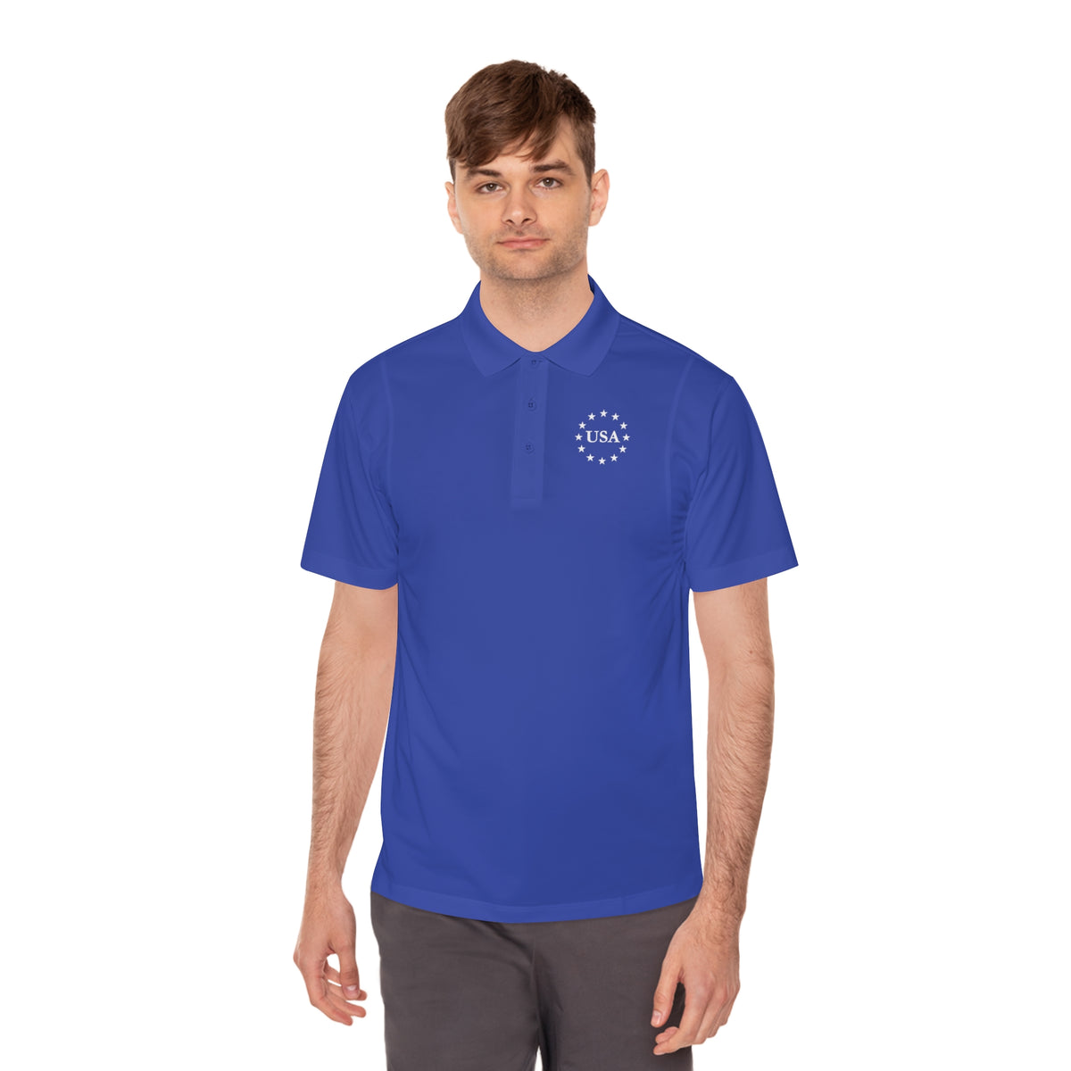 USA American Flag Men's Sport Polo Shirt - Patriotic Golf Polo