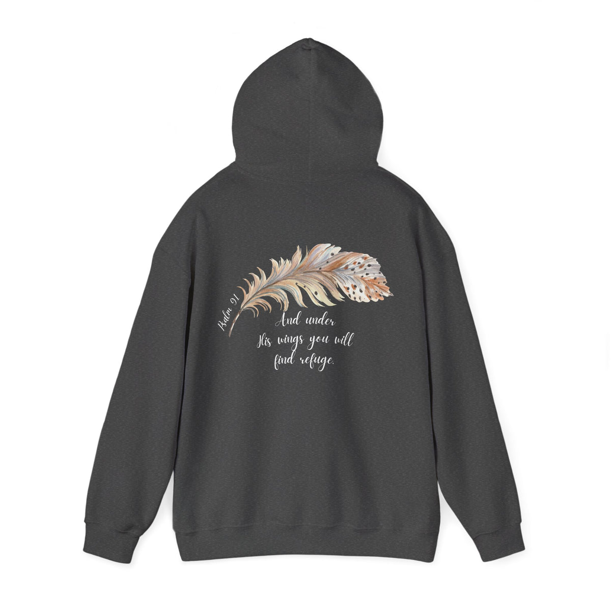 Psalm 91:4 Under His Wings You Will Find Refuge Heavyweight Sweatshirt, Feather Design For Women, Beautiful Christian Apparel