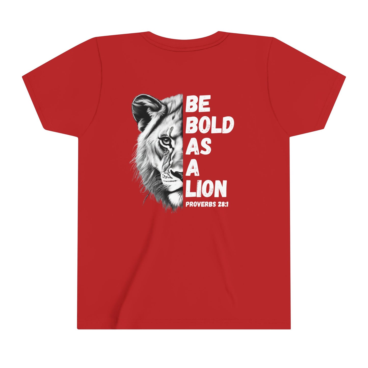 Kids Be Bold As A Lion Youth Short Sleeve Tee. Black & White Design