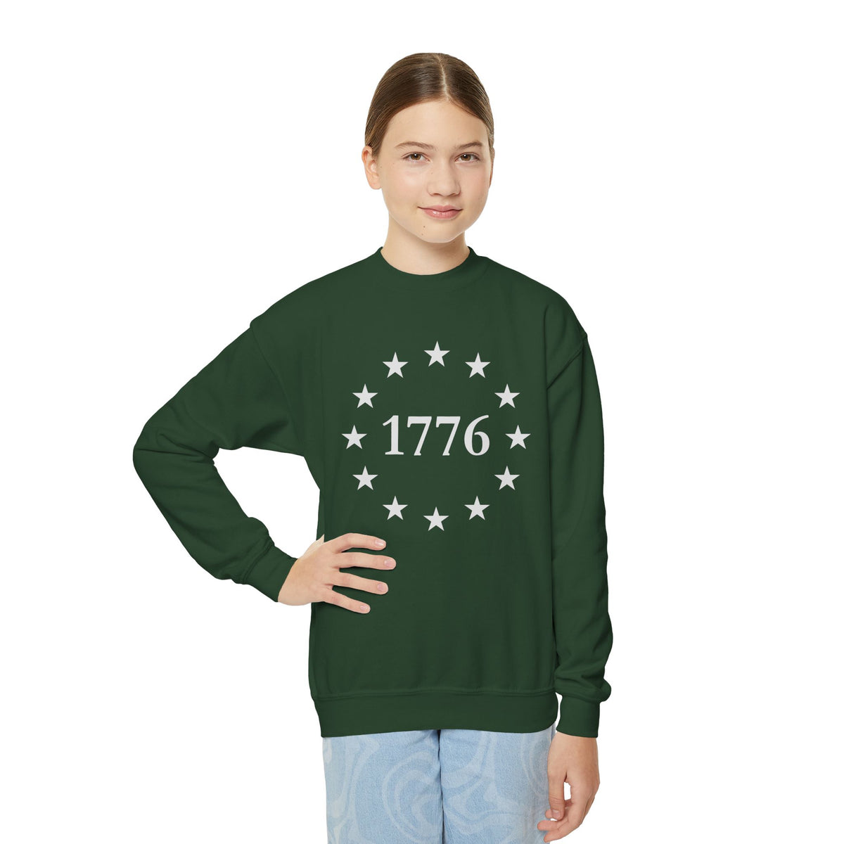 Kids One Nation Under God 1776 Crewneck Sweatshirt
