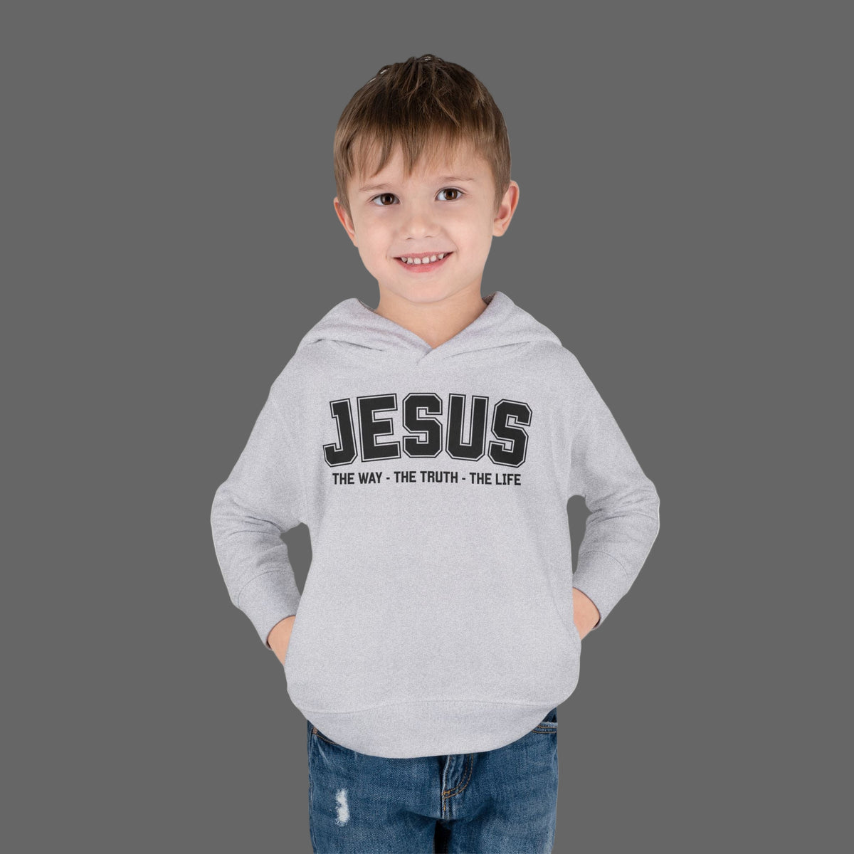 Toddler Jesus The Way, The Truth, The Life Pullover Fleece Hoodie, Christian Jesus Hoodie For Toddlers