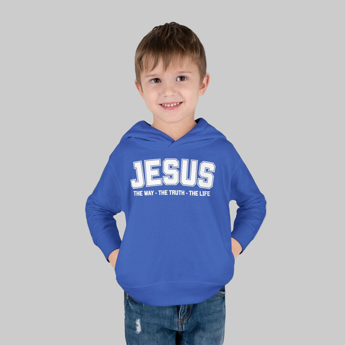 Toddler Jesus The Way, The Truth, The Life Pullover Fleece Hoodie, Christian Jesus Hoodie For Toddlers