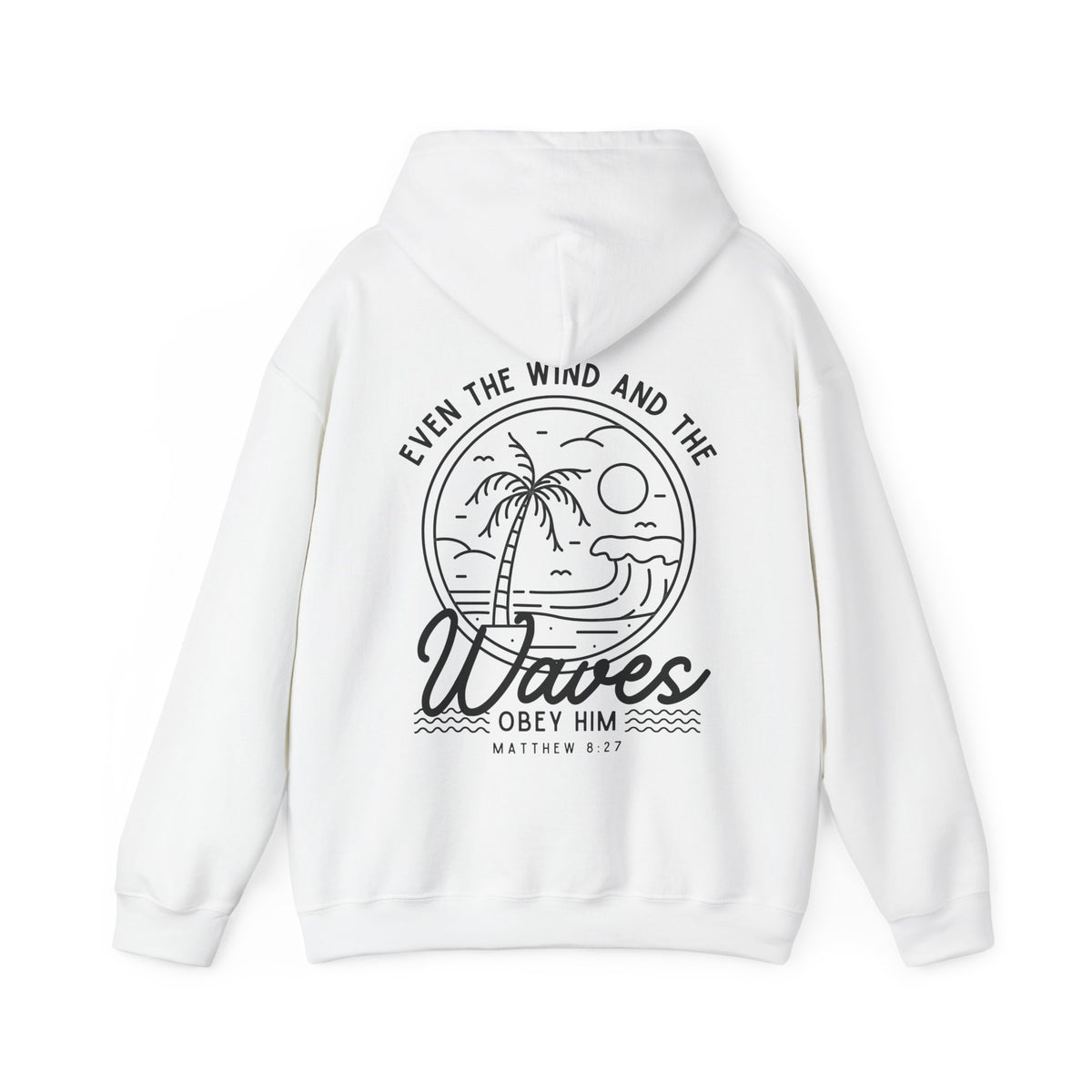'Even The Wind And The Waves Obey Him' Bible Verse Unisex Hoodie | Beach-Themed Christian Hooded Sweatshirt, Faith-Based Apparel