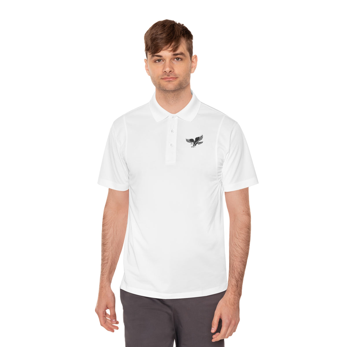 Patriotic Men's Sport Polo Shirt - Patriotic Eagle And American Flag Golf Polo