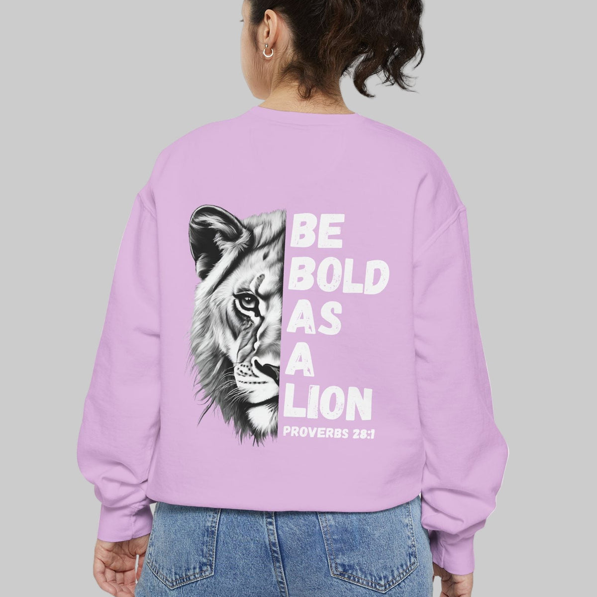Be Bold As A Lion Christian Premium Crewneck Sweatshirt, Faith Based Proverbs Bible Verse Sweatshirt