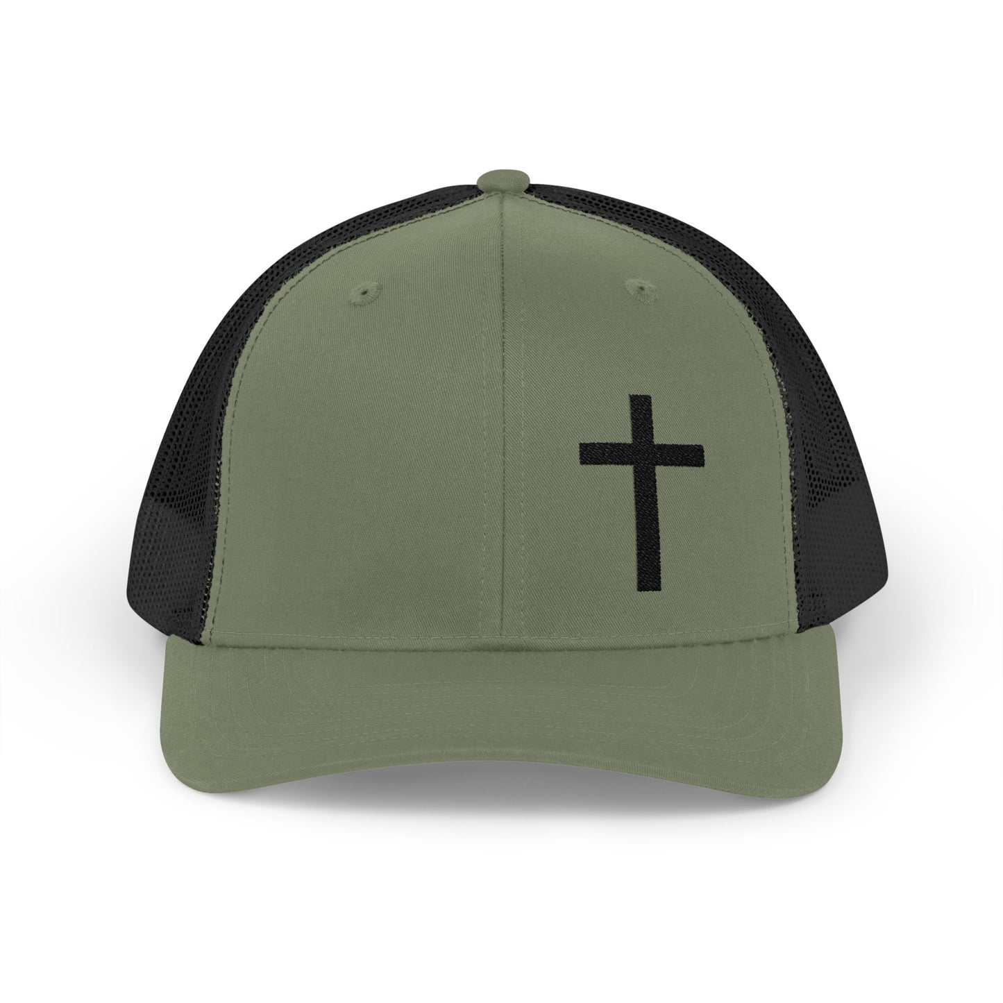 Faith-Inspired Snapback Trucker Cap with Embroidered Cross Design