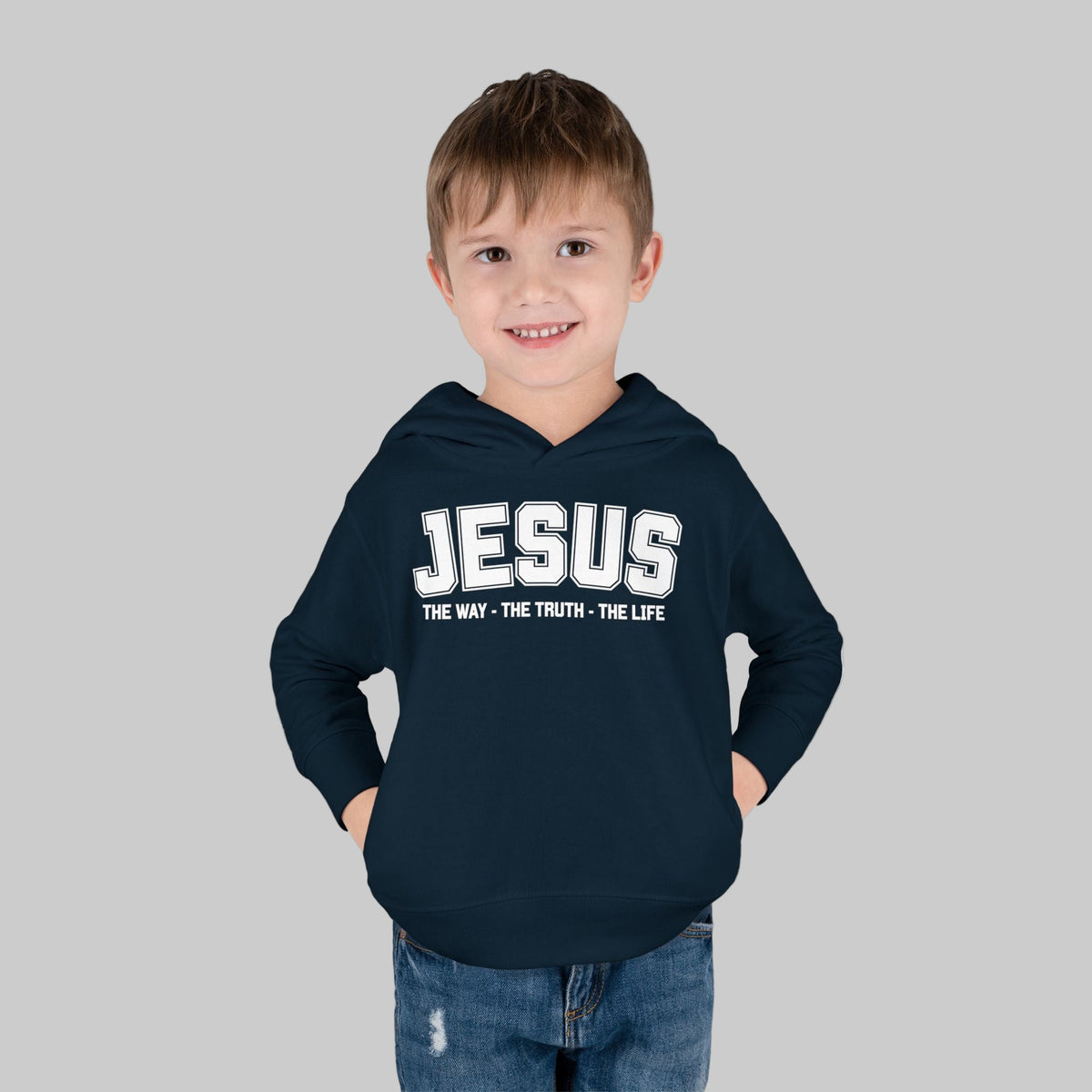Toddler Jesus The Way, The Truth, The Life Pullover Fleece Hoodie, Christian Jesus Hoodie For Toddlers