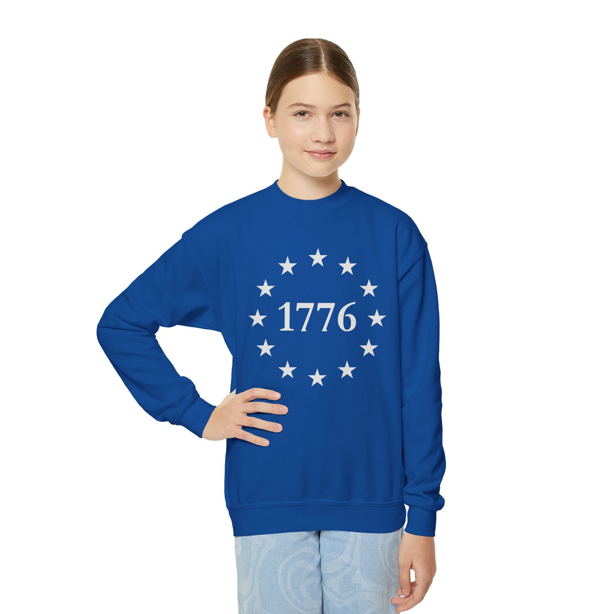 Kids One Nation Under God 1776 Crewneck Sweatshirt