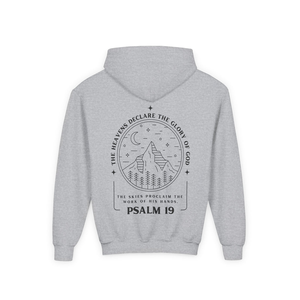 Youth Psalm 19 Hooded Sweatshirt, Cozy Kids Christian Apparel, 'The Heavens Declare The Glory Of God' Teen Bible Verse Hoodie