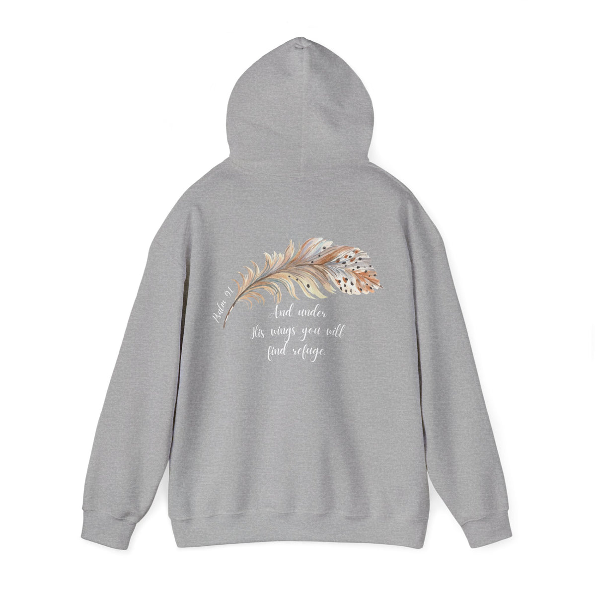 Psalm 91:4 Under His Wings You Will Find Refuge Heavyweight Sweatshirt, Feather Design For Women, Beautiful Christian Apparel