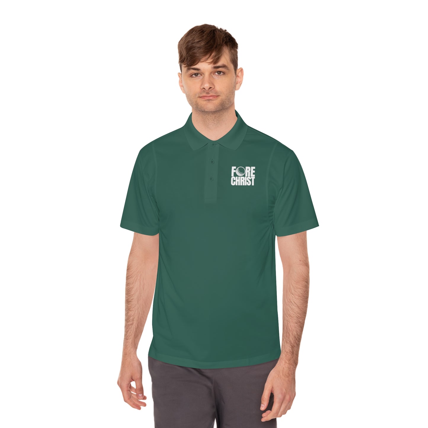 Men's 'Fore Christ' Sport Polo Shirt, Faith-Inspired Activewear, Christian Polo for Golf & Casual Outings, Men's Casual Wear