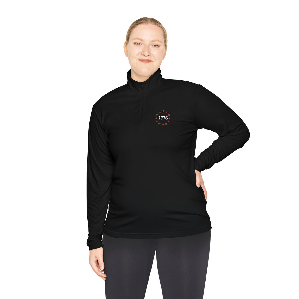 1776 One Nation Under God Patriotic Quarter-Zip. Fast Drying And Lightweight Athletic Pullover