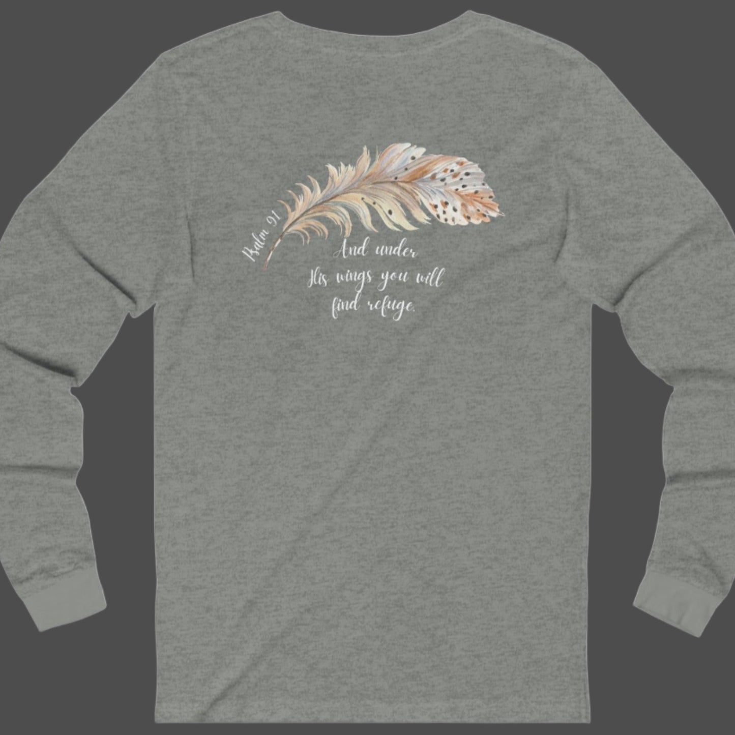 Women's Psalm 91 Long Sleeve Tee. Christian Women's Bible Verse Tee. Beautiful Women's Scripture T-Shirt. Psalm 91 Bible Verse Shirt.