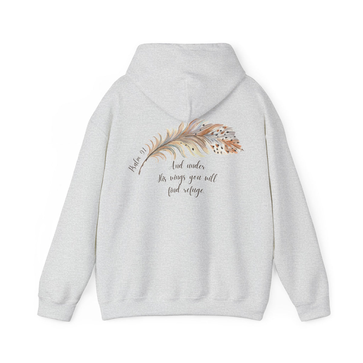 Psalm 91:4 Under His Wings You Will Find Refuge Heavyweight Sweatshirt, Feather Design For Women, Beautiful Christian Apparel