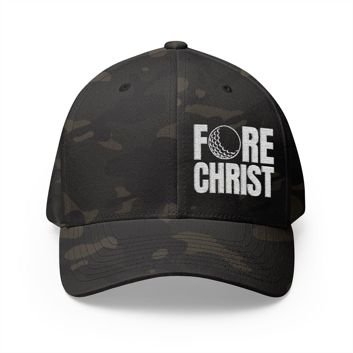 Fore Christ Embroidered Golf Hat - Fitted Hat for Christian Golfers