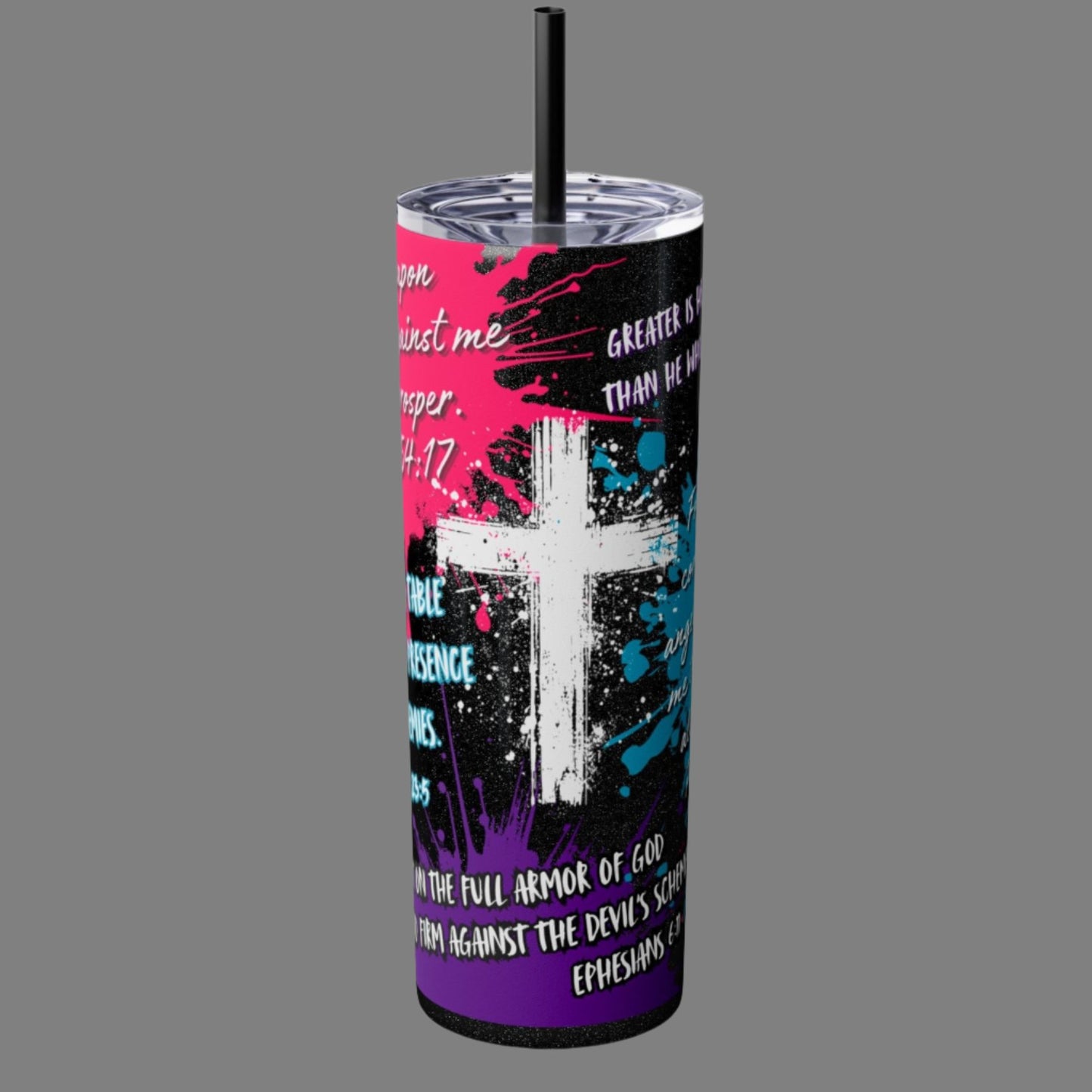 20oz Words Of Protection Drinking Tumbler With Straw. God's Protection Bible Verse Drink Cup