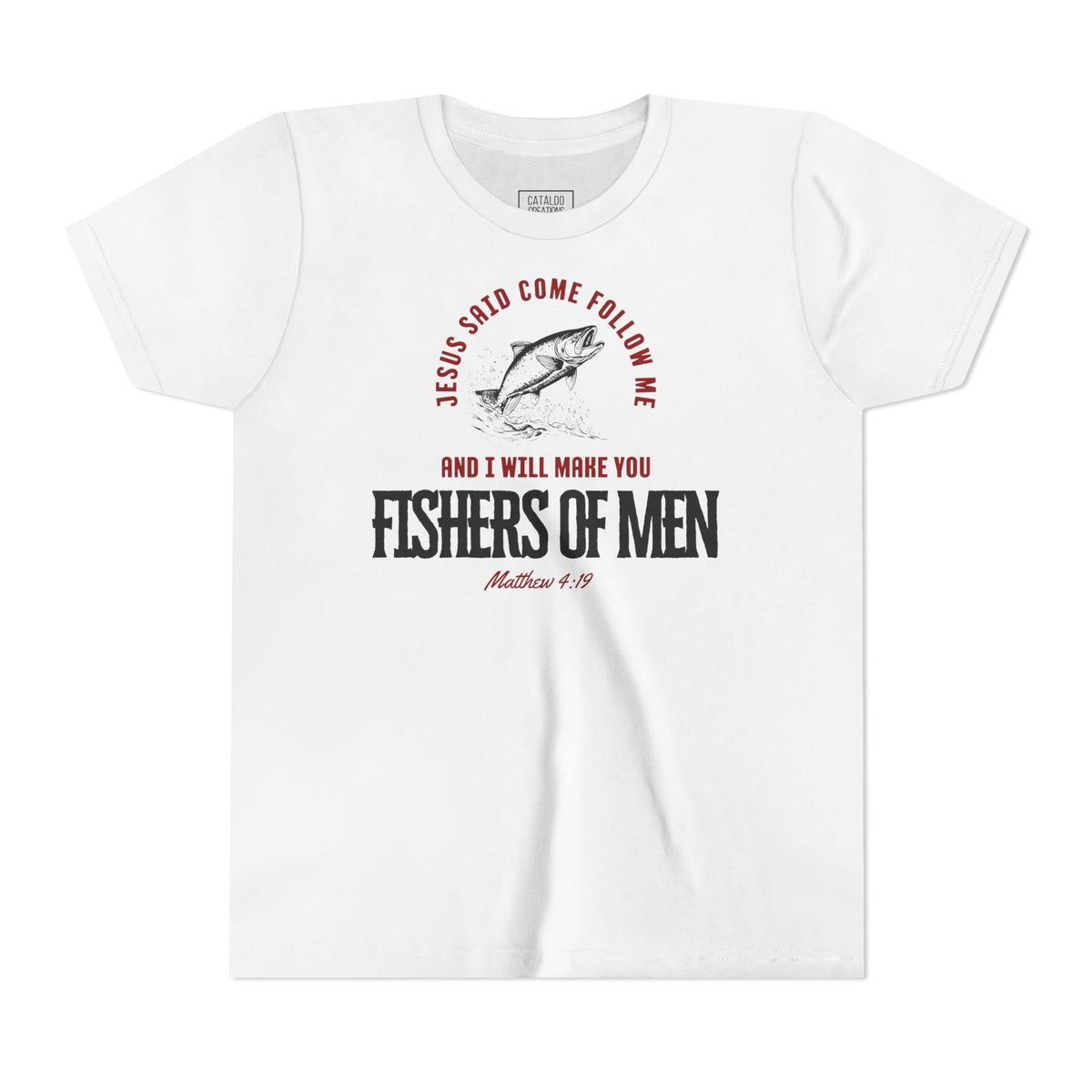 Fishers Of Men Youth Short Sleeve Scripture Tee - Inspirational Jesus Design