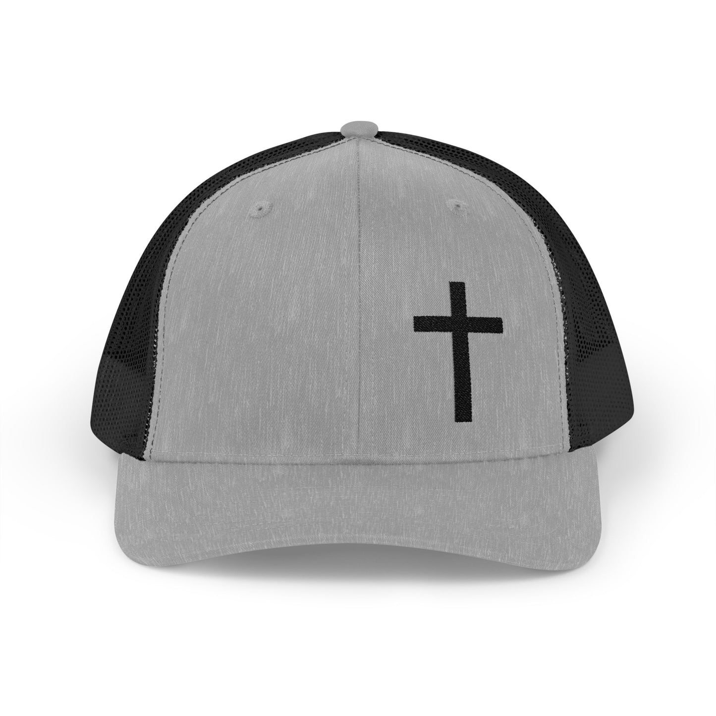Faith-Inspired Snapback Trucker Cap with Embroidered Cross Design