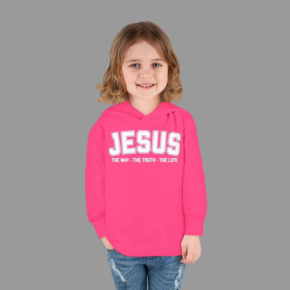 Toddler Jesus The Way, The Truth, The Life Pullover Fleece Hoodie, Christian Jesus Hoodie For Toddlers