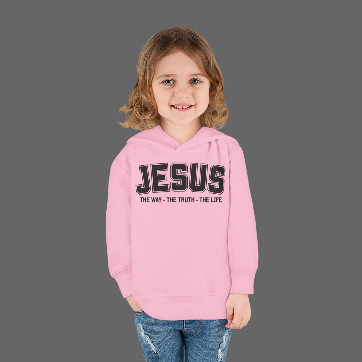 Toddler Jesus The Way, The Truth, The Life Pullover Fleece Hoodie, Christian Jesus Hoodie For Toddlers