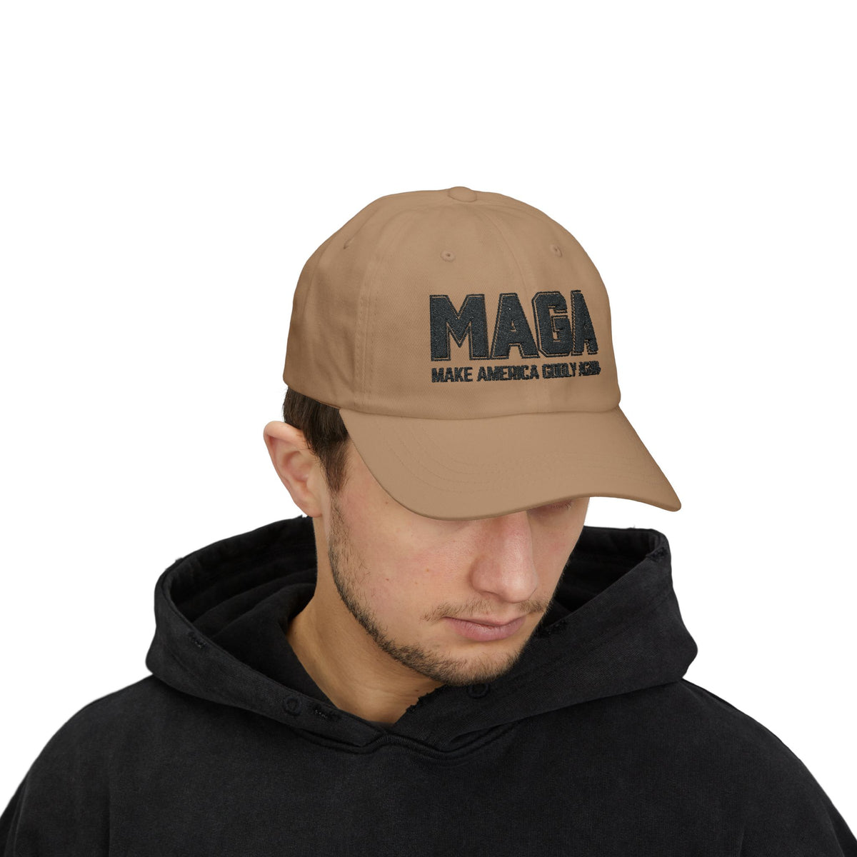 Make America Godly Again Classic Hat. Black Embroidered Design