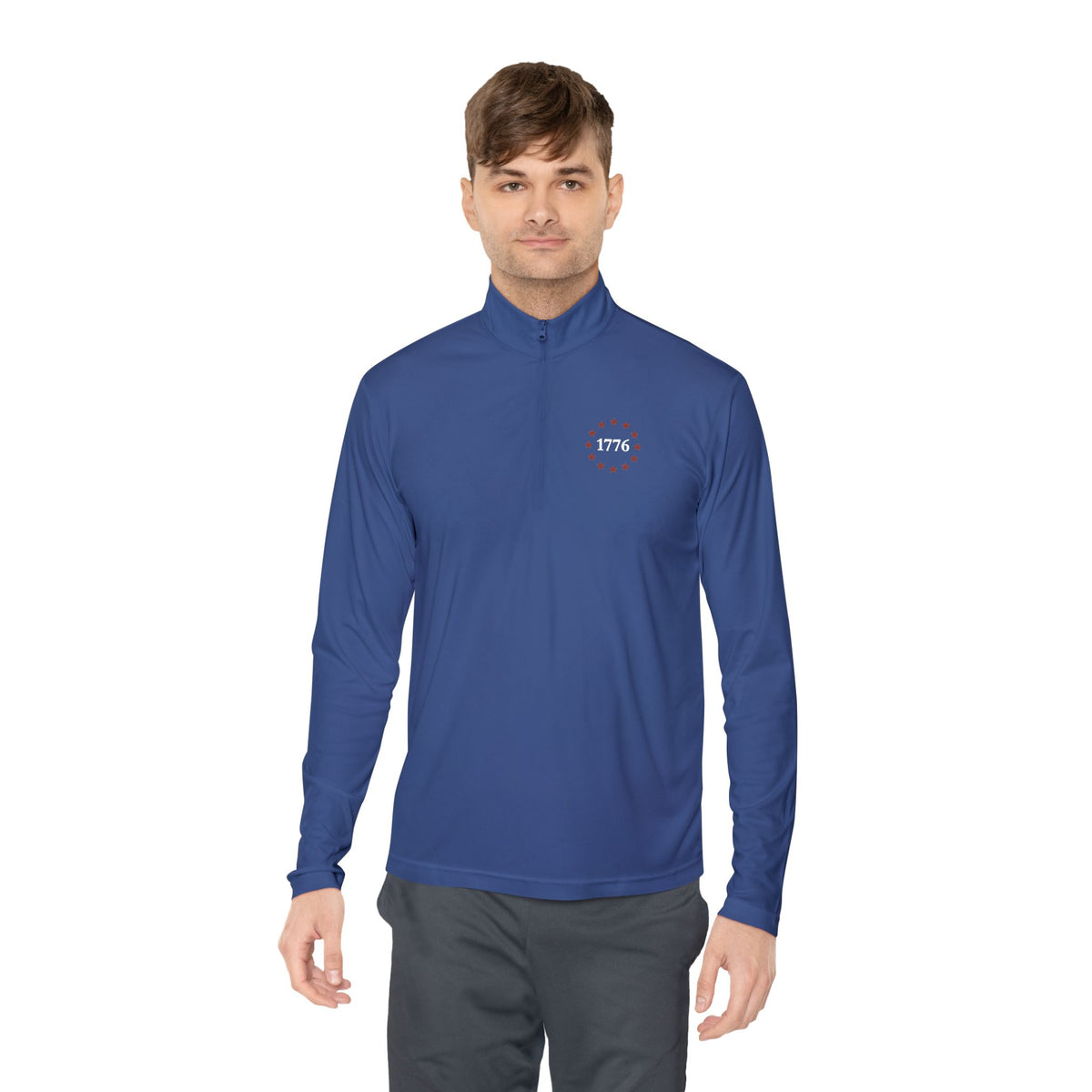 1776 One Nation Under God Patriotic Quarter-Zip. Fast Drying And Lightweight Athletic Pullover