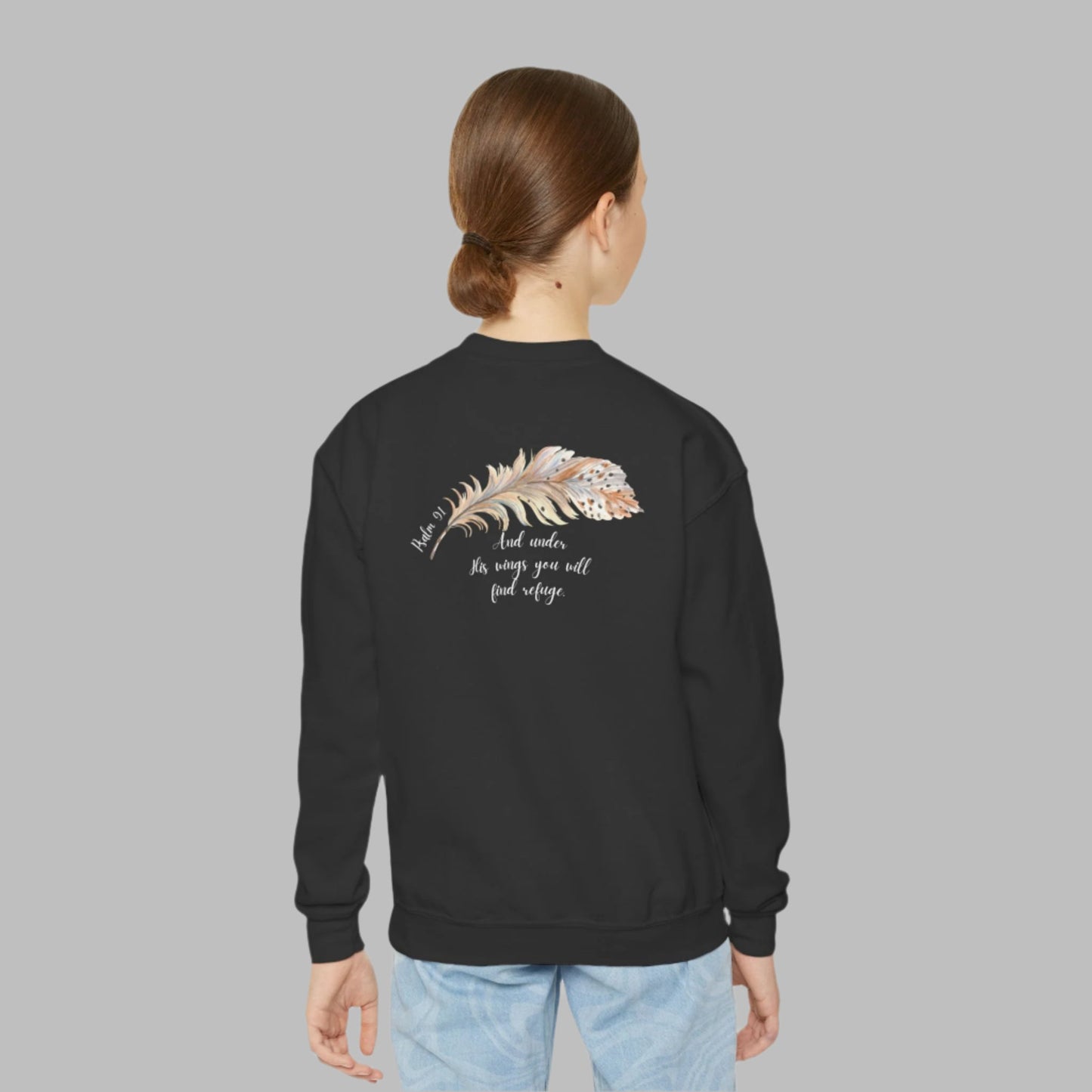 Girls Psalm 91 God's Protection Youth Crewneck Sweatshirt