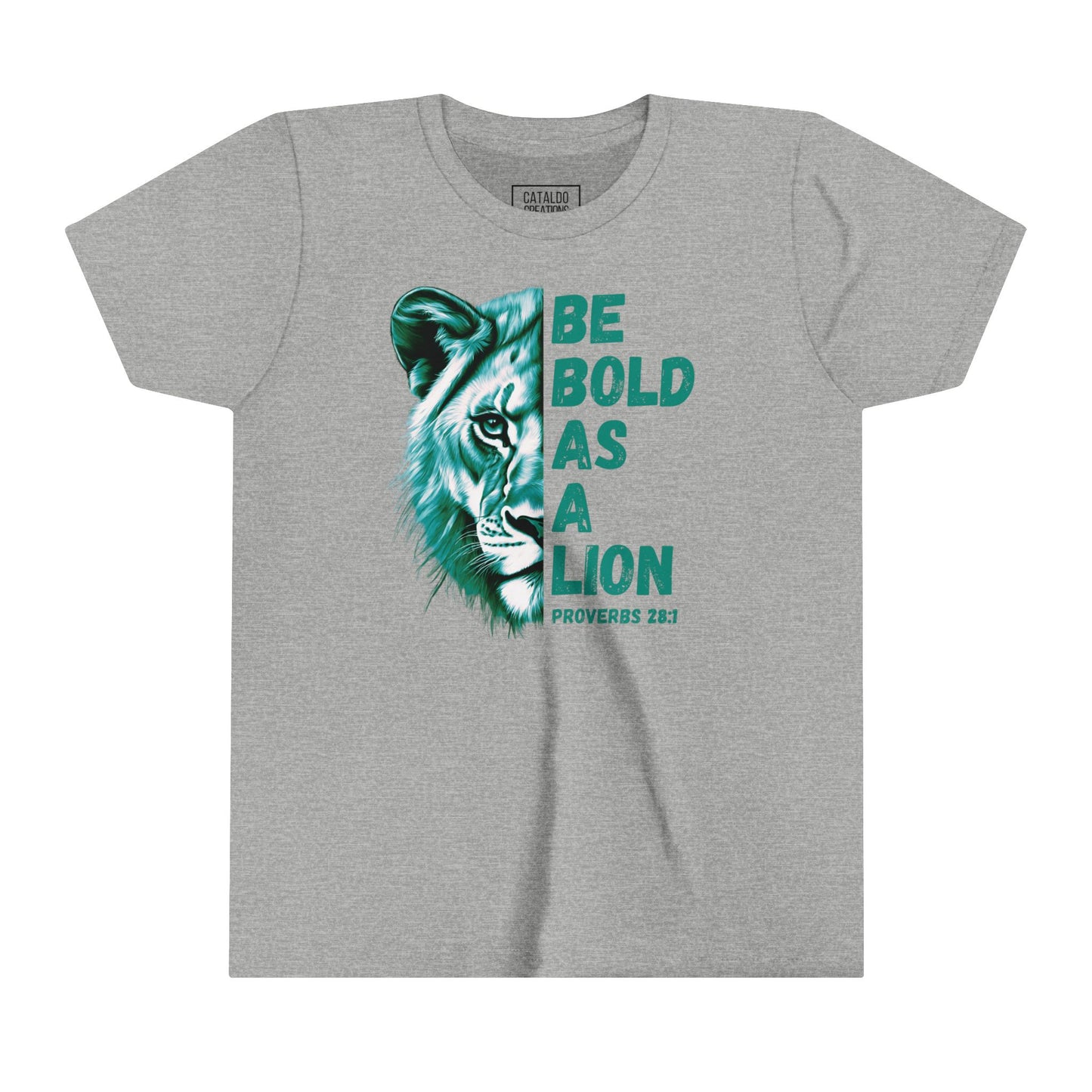 Kids Be Bold As A Lion Bible Verse Short Sleeve Tee - Green Design