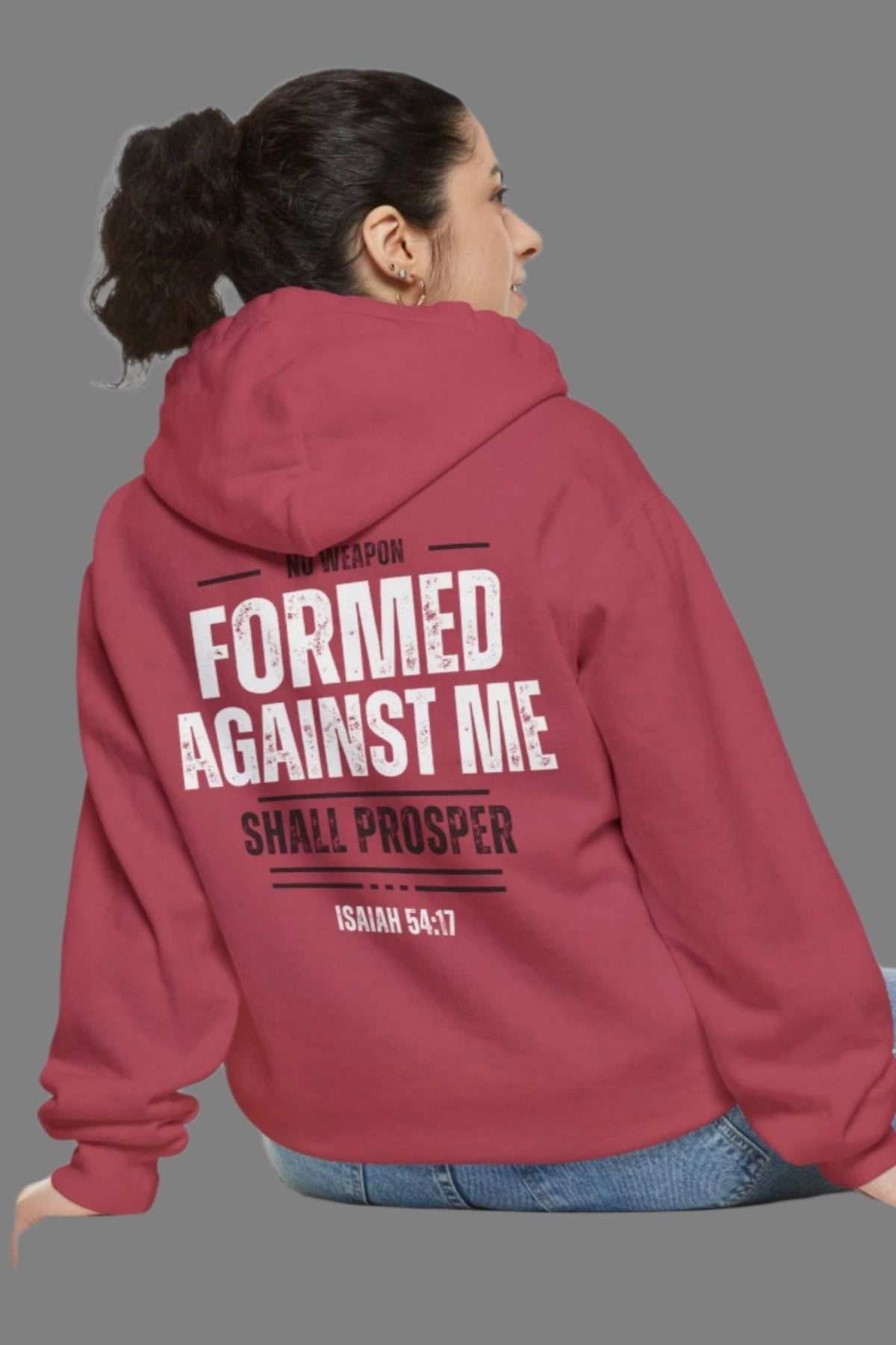 No Weapon Formed Against Me Shall Prosper Bible Verse Premium Hoodie