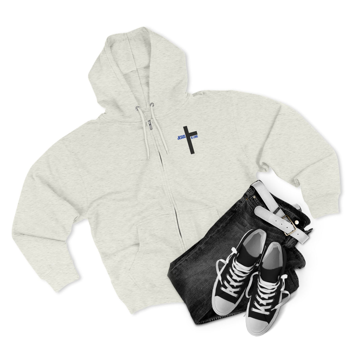 Every Knee Will Bow And Every Tongue Confess Jesus Is Lord Faith-Inspired Full Zip Hoodie | Inspirational Apparel, Christian Gift