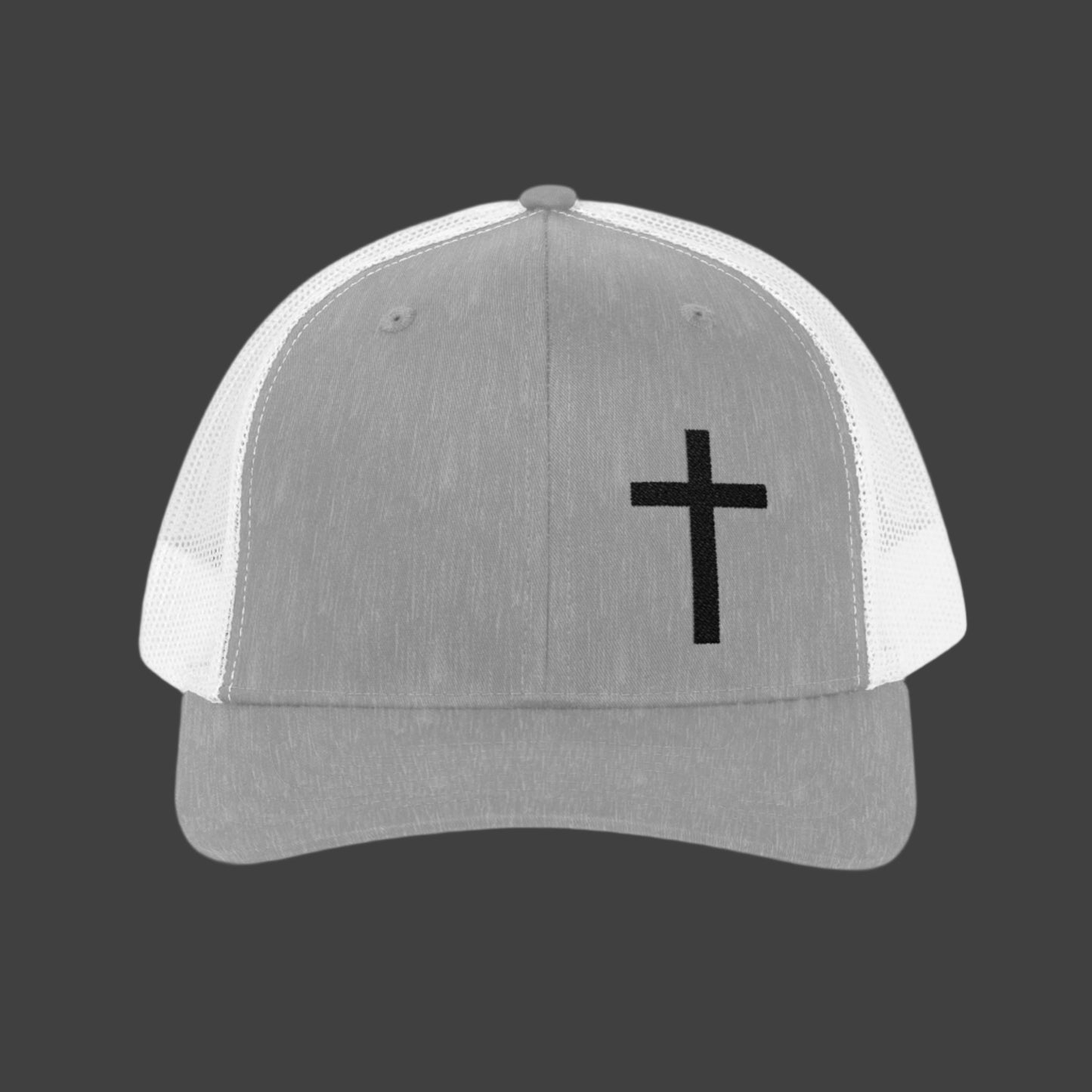 Faith-Inspired Snapback Trucker Cap with Embroidered Cross Design