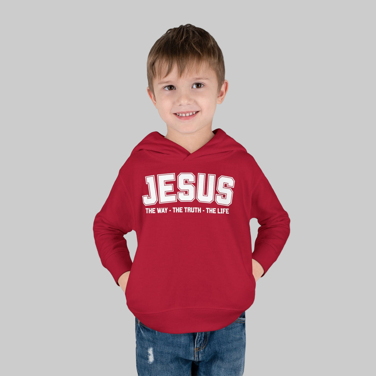 Toddler Jesus The Way, The Truth, The Life Pullover Fleece Hoodie, Christian Jesus Hoodie For Toddlers