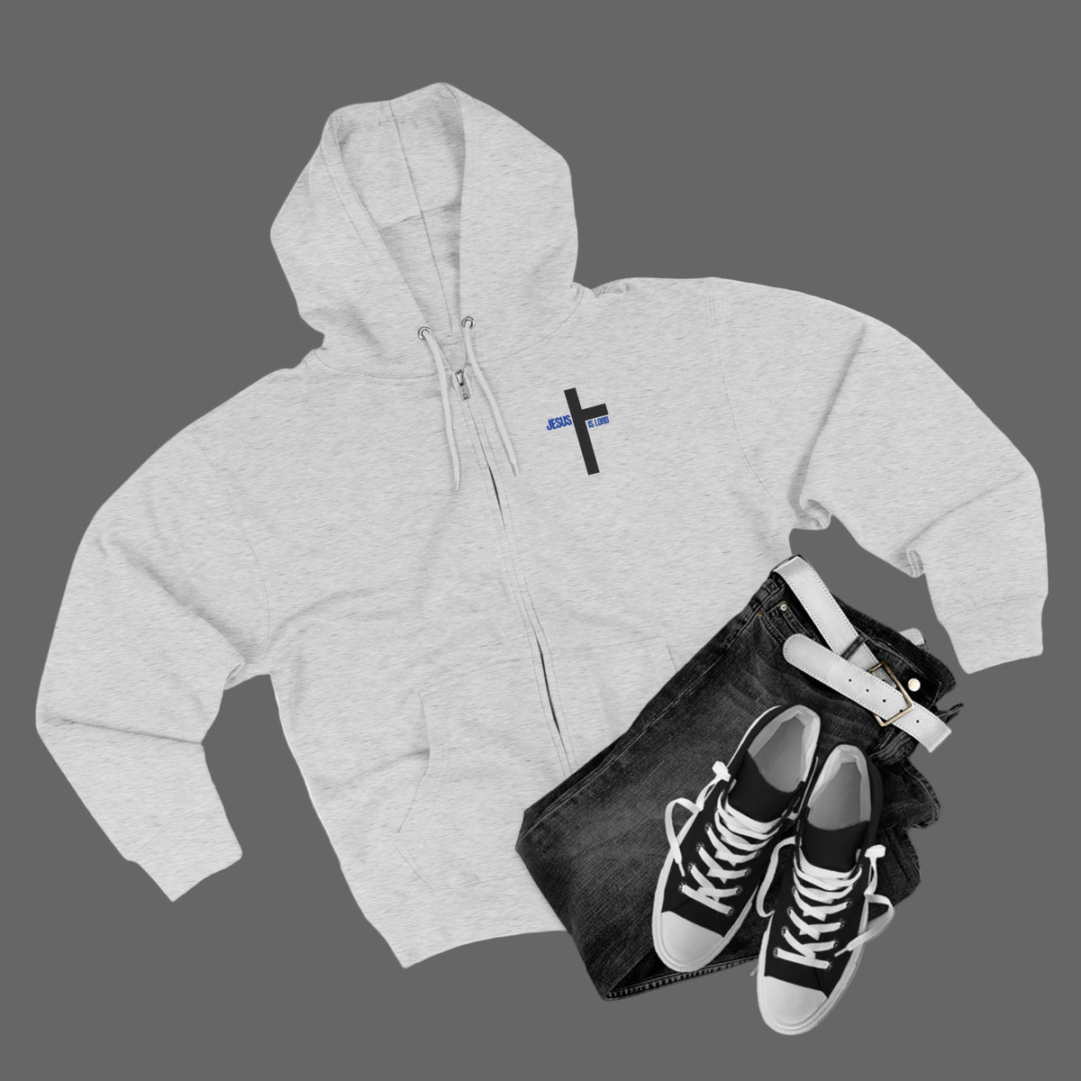 Every Knee Will Bow And Every Tongue Confess Jesus Is Lord Faith-Inspired Full Zip Hoodie | Inspirational Apparel, Christian Gift