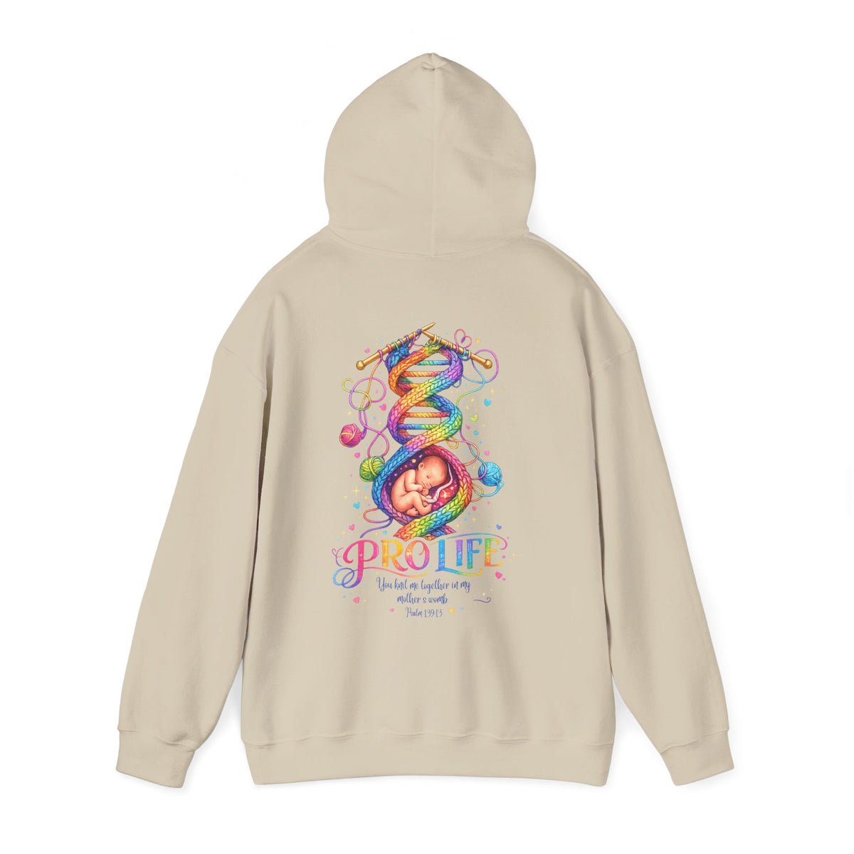 Pro-Life Christian Hoodie, Psalm 139 "You Knit Me Together" Heavy Blend Hooded Sweatshirt