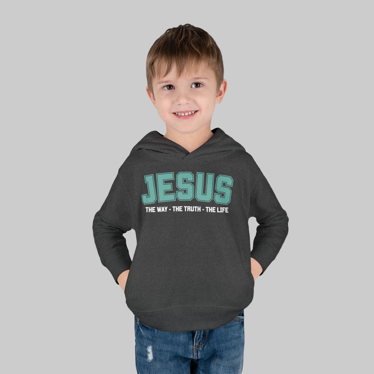 Toddler Jesus The Way, The Truth, The Life Pullover Fleece Hoodie, Christian Jesus Hoodie For Toddlers