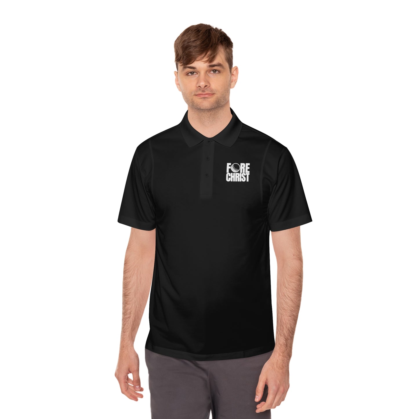Men's 'Fore Christ' Sport Polo Shirt, Faith-Inspired Activewear, Christian Polo for Golf & Casual Outings, Men's Casual Wear