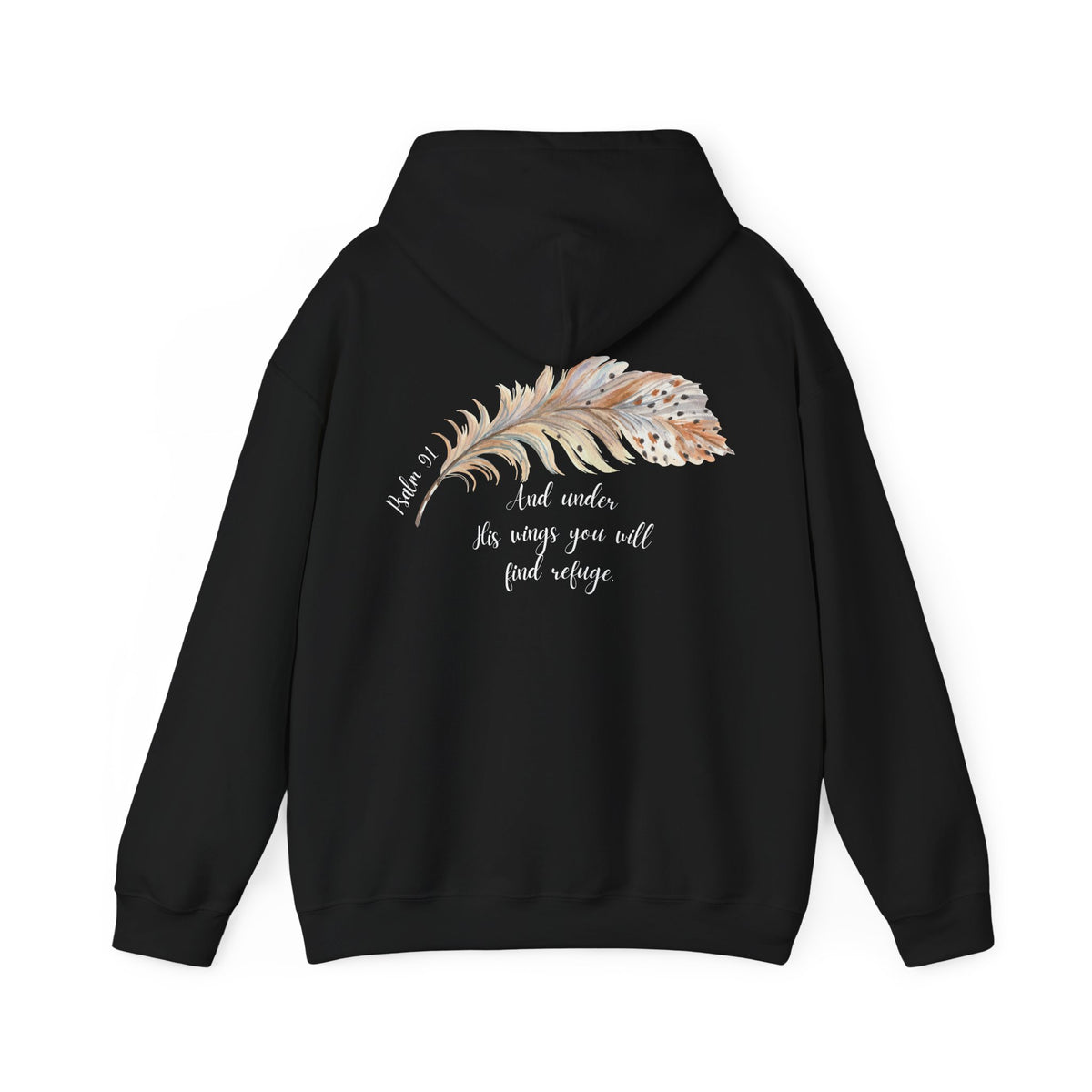 Psalm 91:4 Under His Wings You Will Find Refuge Heavyweight Sweatshirt, Feather Design For Women, Beautiful Christian Apparel