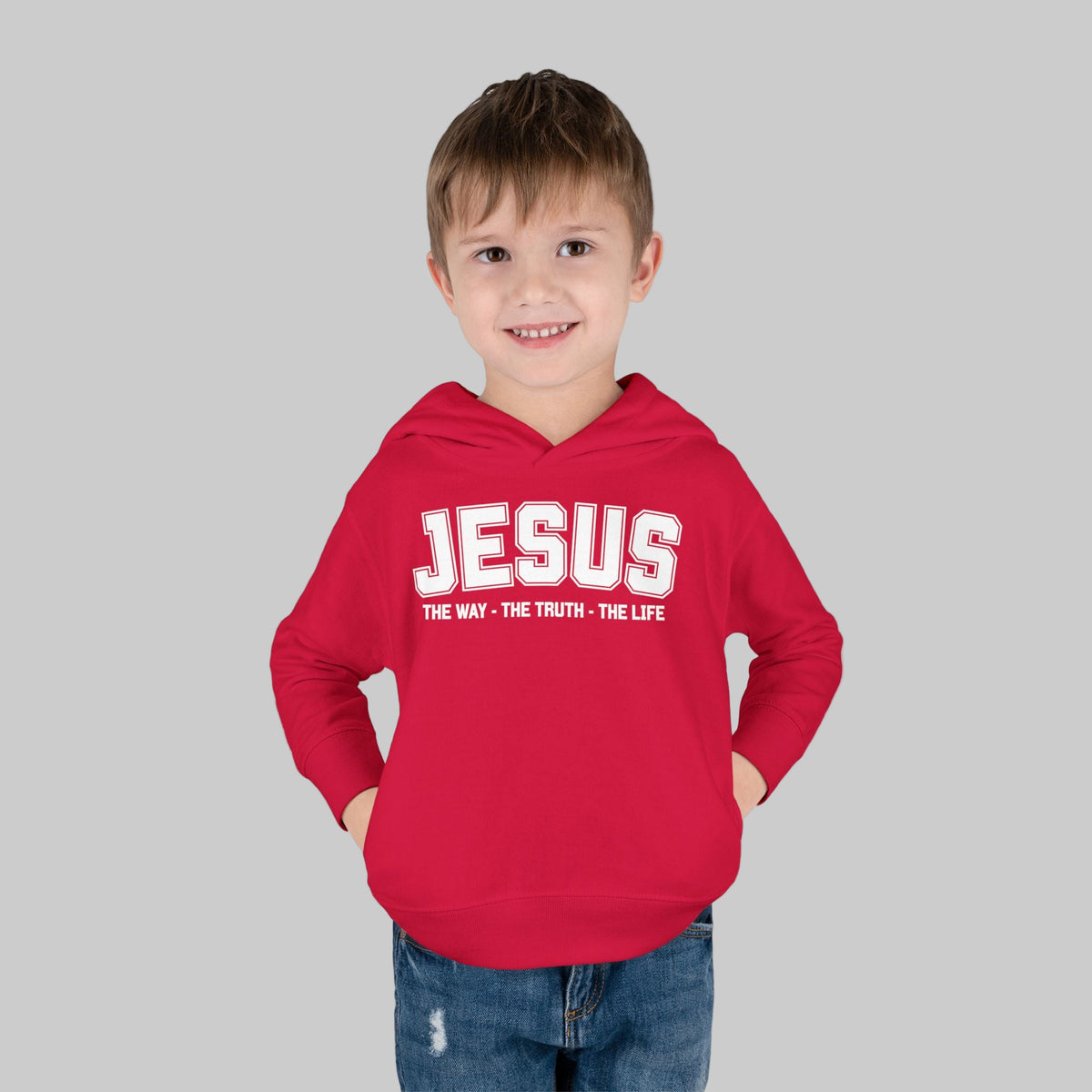 Toddler Jesus The Way, The Truth, The Life Pullover Fleece Hoodie, Christian Jesus Hoodie For Toddlers