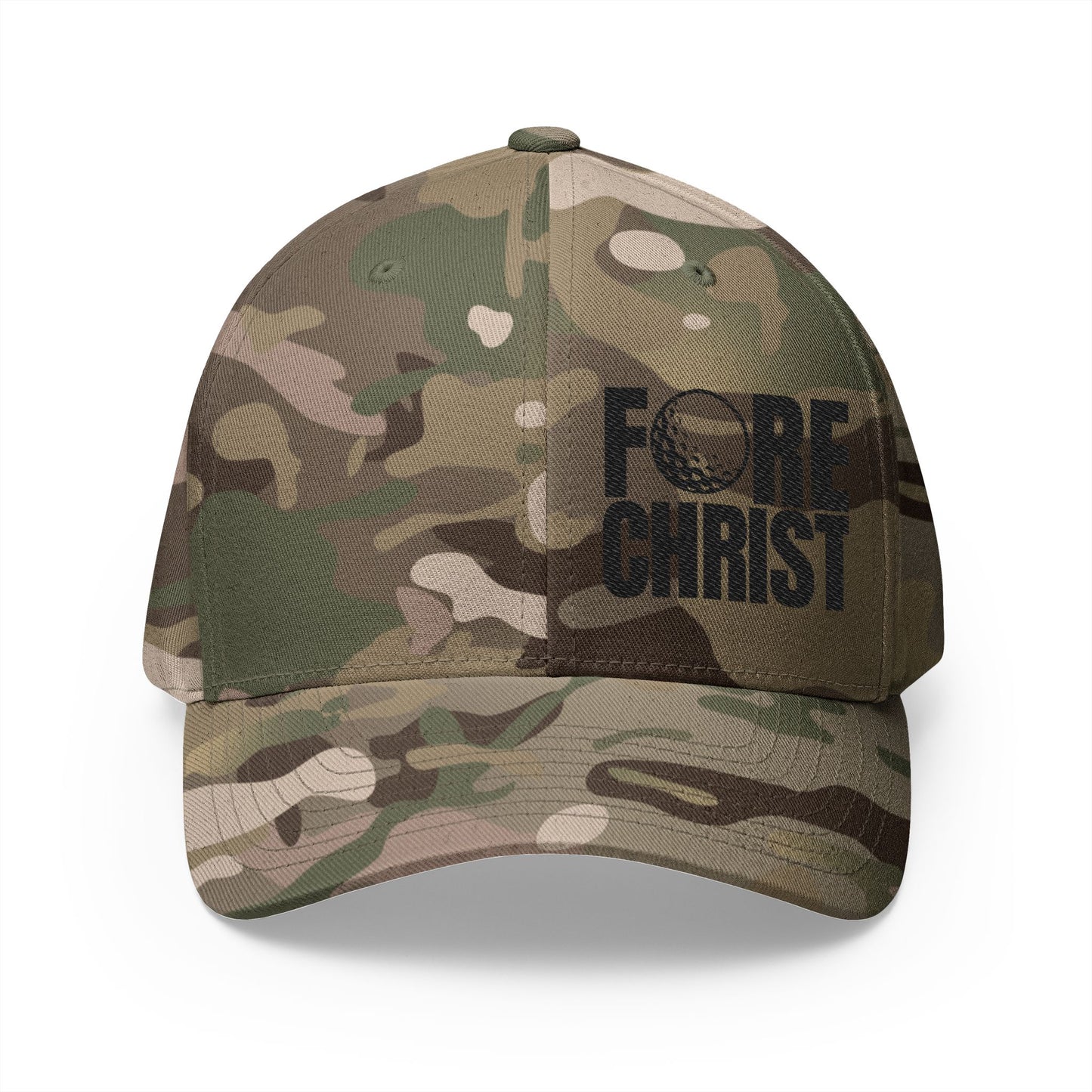 Fore Christ Embroidered Golf Cap - Faith-Inspired Closed-Back Hat.