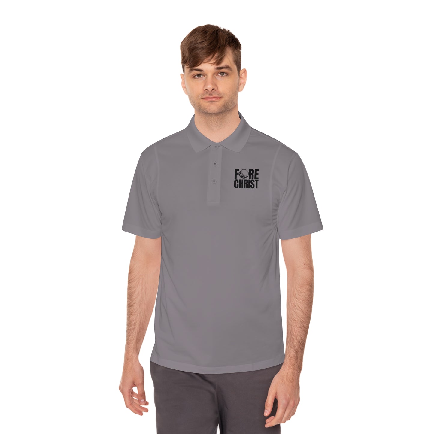 Men's 'Fore Christ' Sport Polo Shirt, Faith-Inspired Activewear, Christian Polo for Golf & Casual Outings, Men's Casual Wear