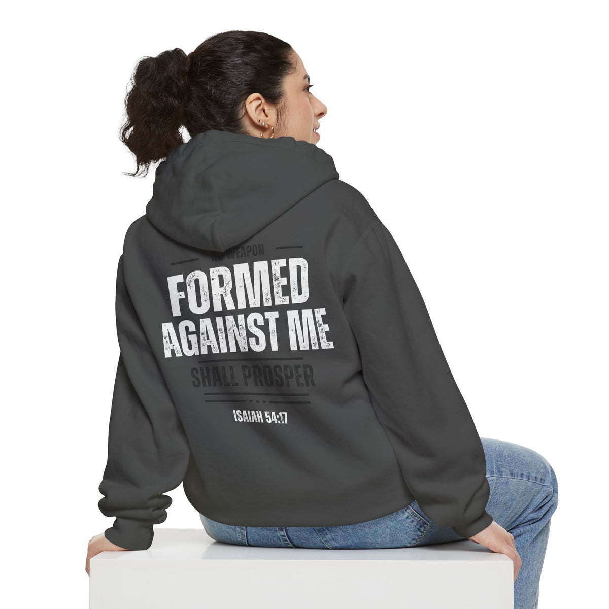 No Weapon Formed Against Me Shall Prosper Bible Verse Premium Hoodie