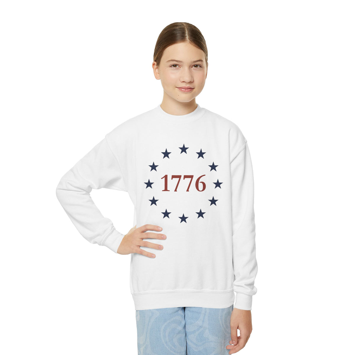 Kids One Nation Under God 1776 Crewneck Sweatshirt