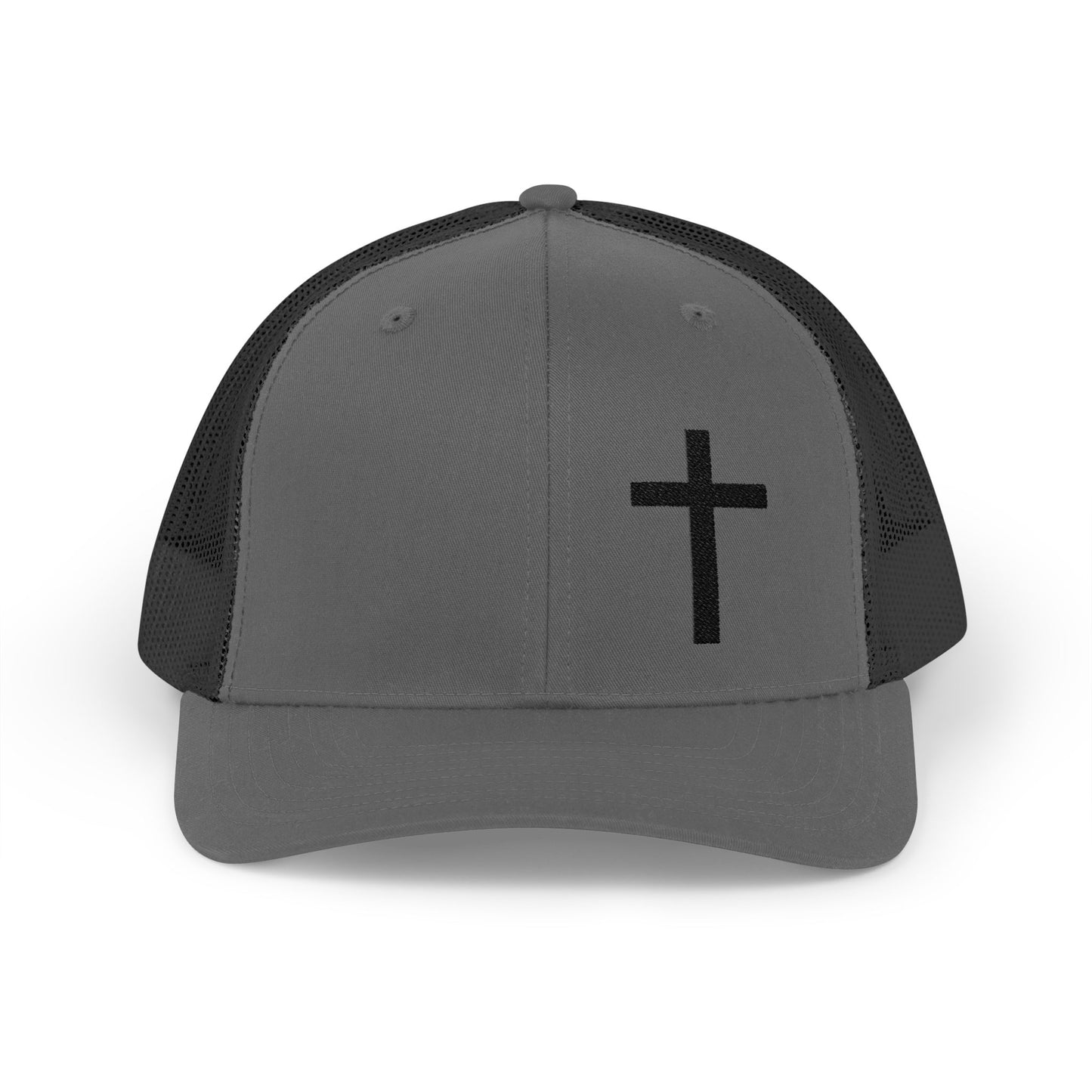 Faith-Inspired Snapback Trucker Cap with Embroidered Cross Design