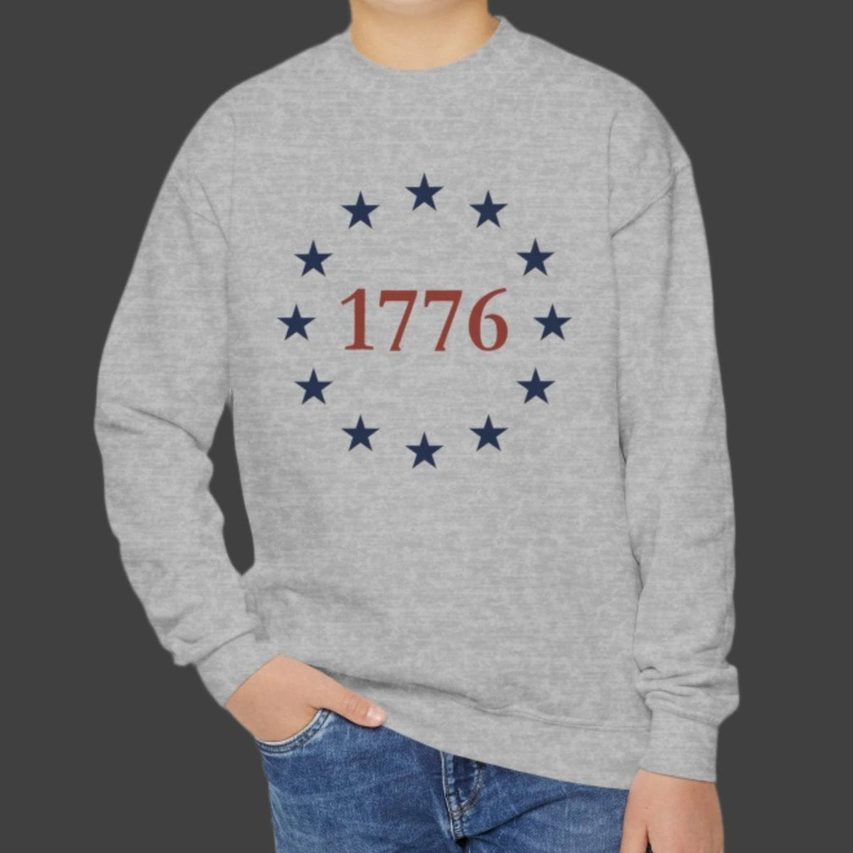 Kids One Nation Under God 1776 Crewneck Sweatshirt