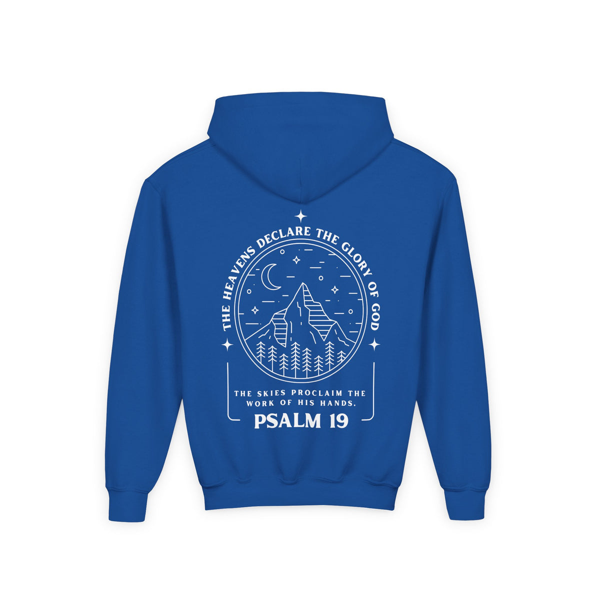 Youth Psalm 19 Hooded Sweatshirt, Cozy Kids Christian Apparel, 'The Heavens Declare The Glory Of God' Teen Bible Verse Hoodie