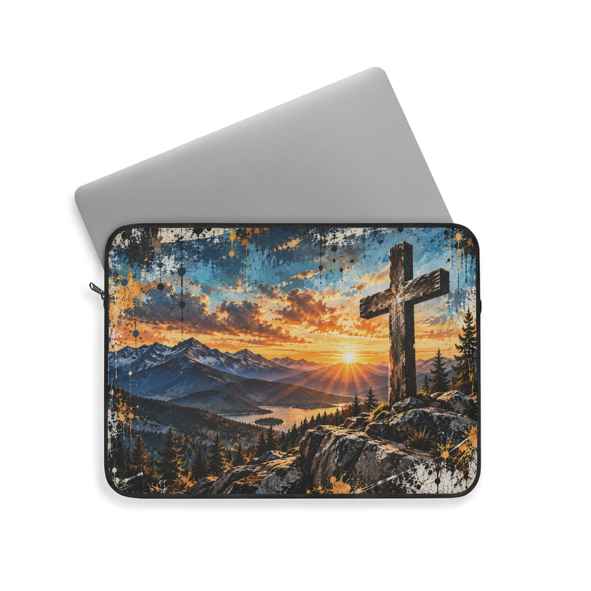 Christian Mountain Cross Laptop Sleeve – Faith-Inspired Laptop Case for Teens | 12", 13" & 15"