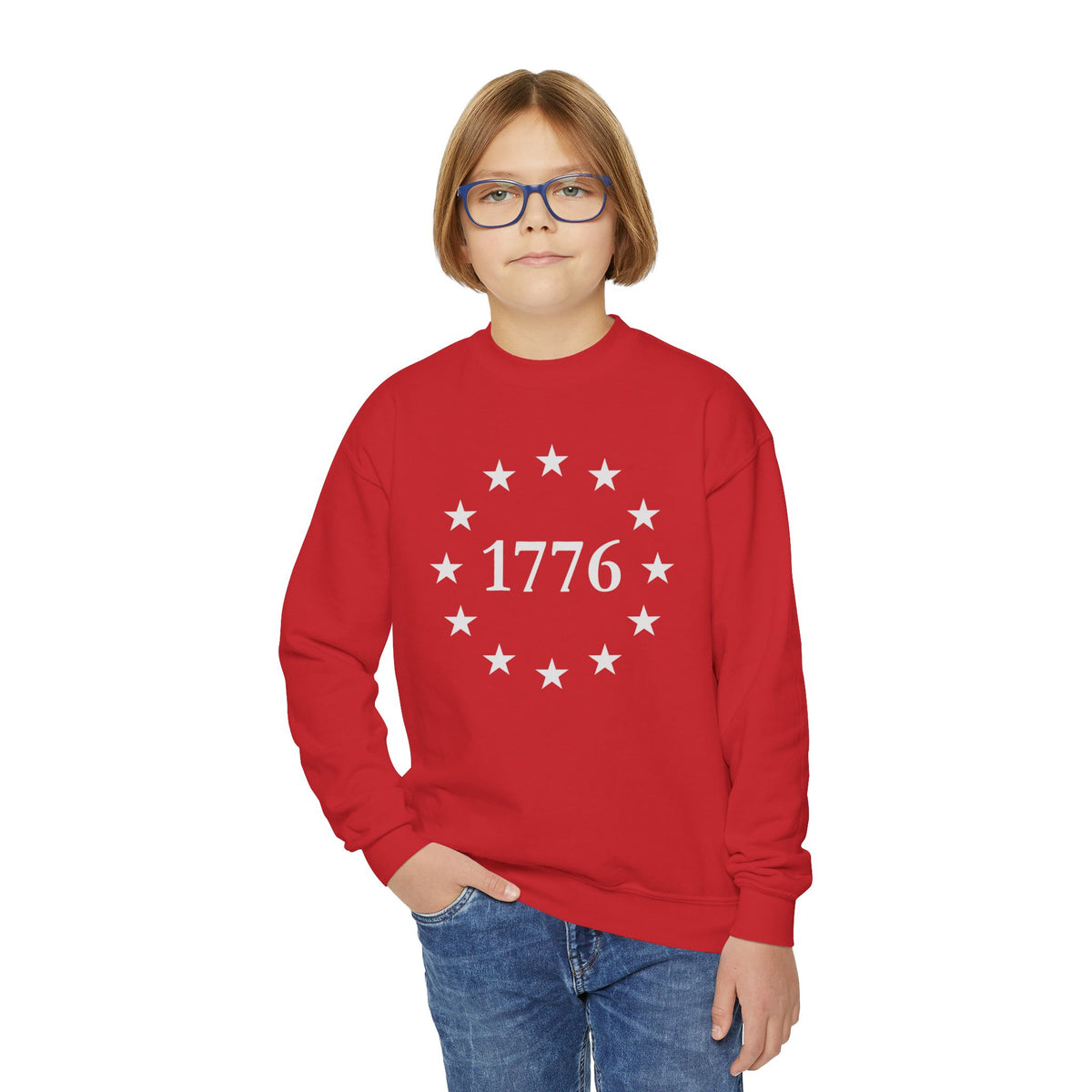 Kids One Nation Under God 1776 Crewneck Sweatshirt
