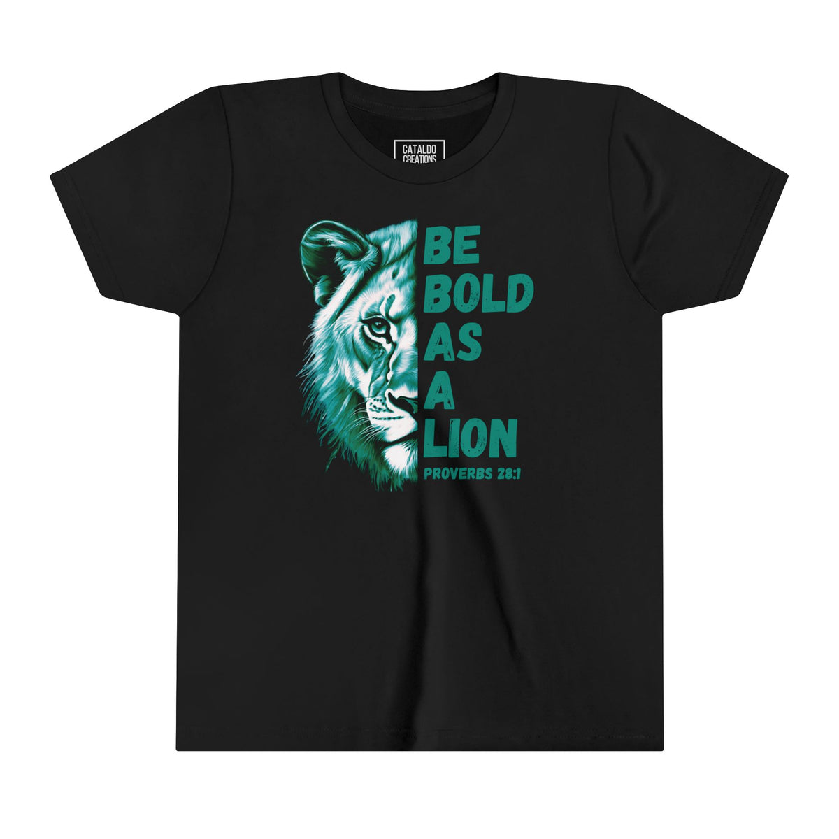 Kids Be Bold As A Lion Bible Verse Short Sleeve Tee - Green Design