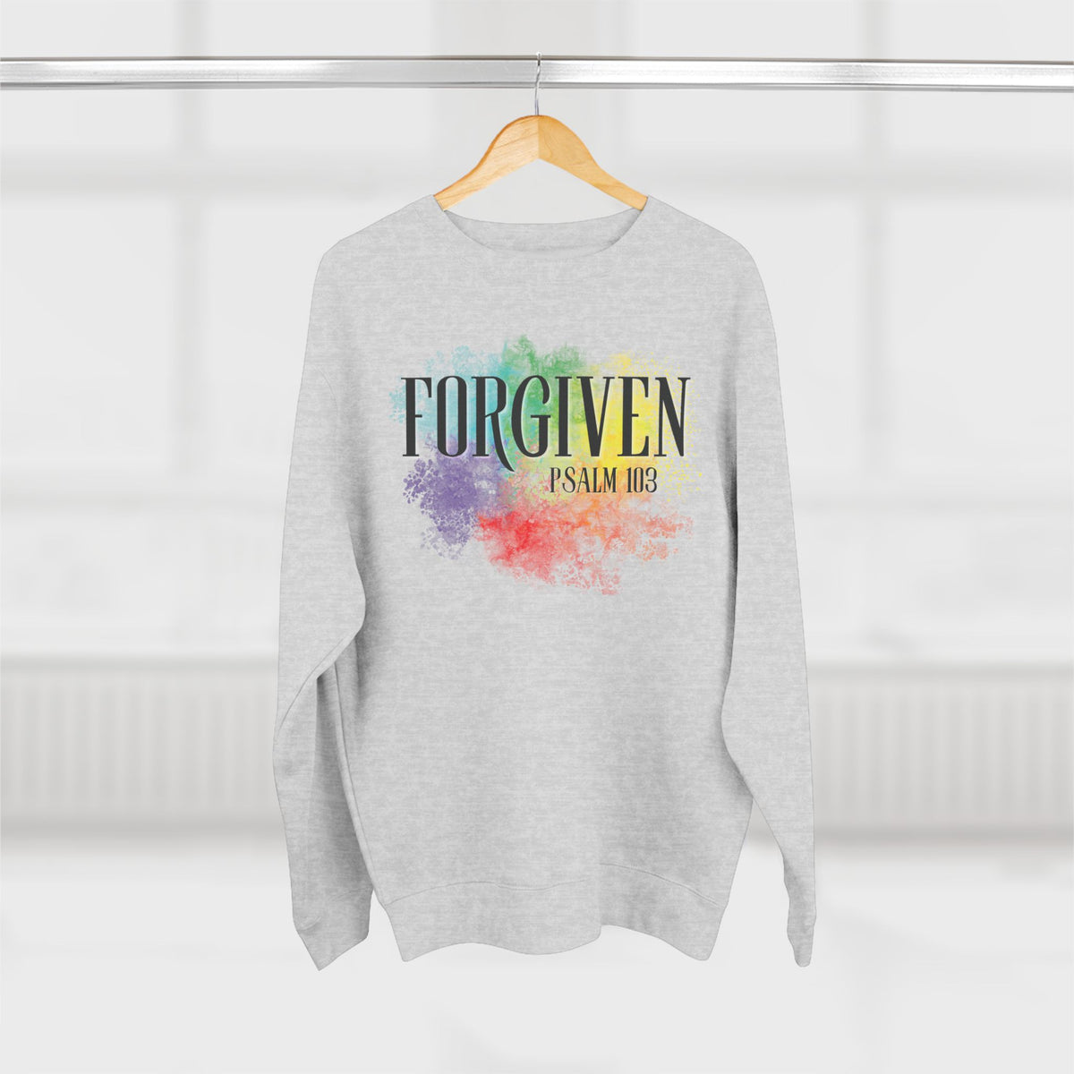 Experience the ultimate comfort and style with our Forgiven Christian Crewneck Super Soft Sweatshirt. This Psalm 103 inspired sweatshirt will not only keep you warm, but also add a splash of color to your wardrobe. Embrace forgiveness and show your faith with this must-have piece.