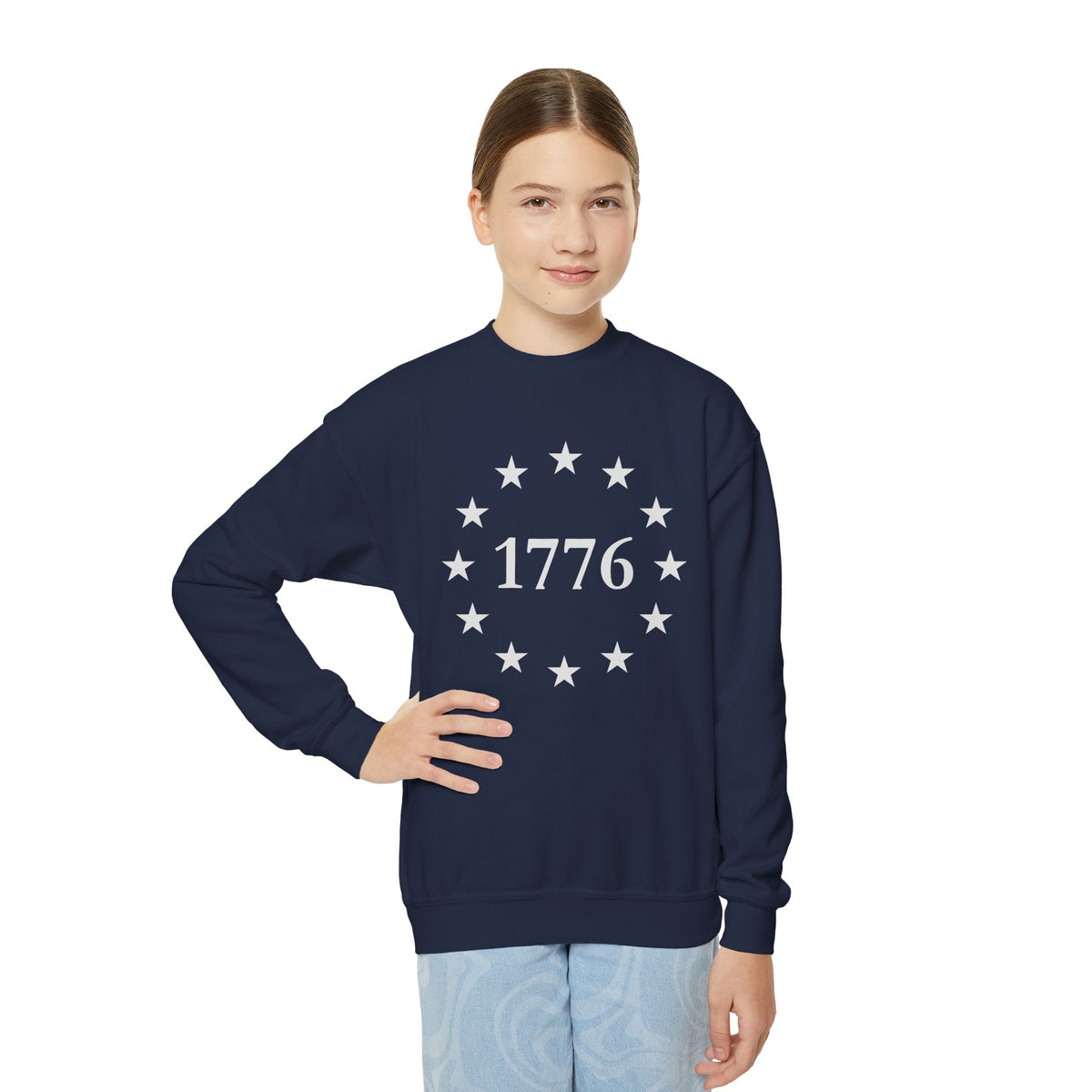 Kids One Nation Under God 1776 Crewneck Sweatshirt